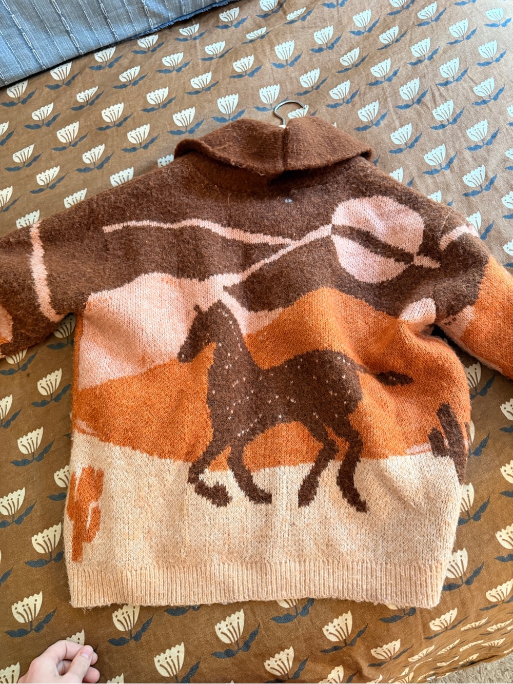 Lucky Brand Rust, Pink & Brown Desert-Pattern Open Cardigan - Picture 2 of 3